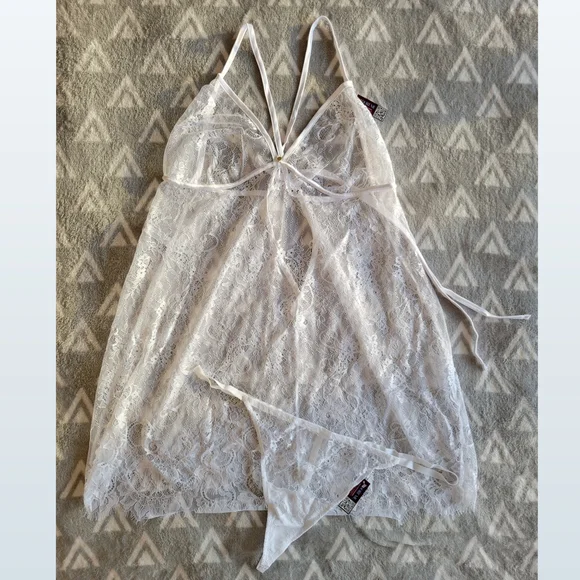 Adore Me White Lace Chemise - Picture 3 of 6